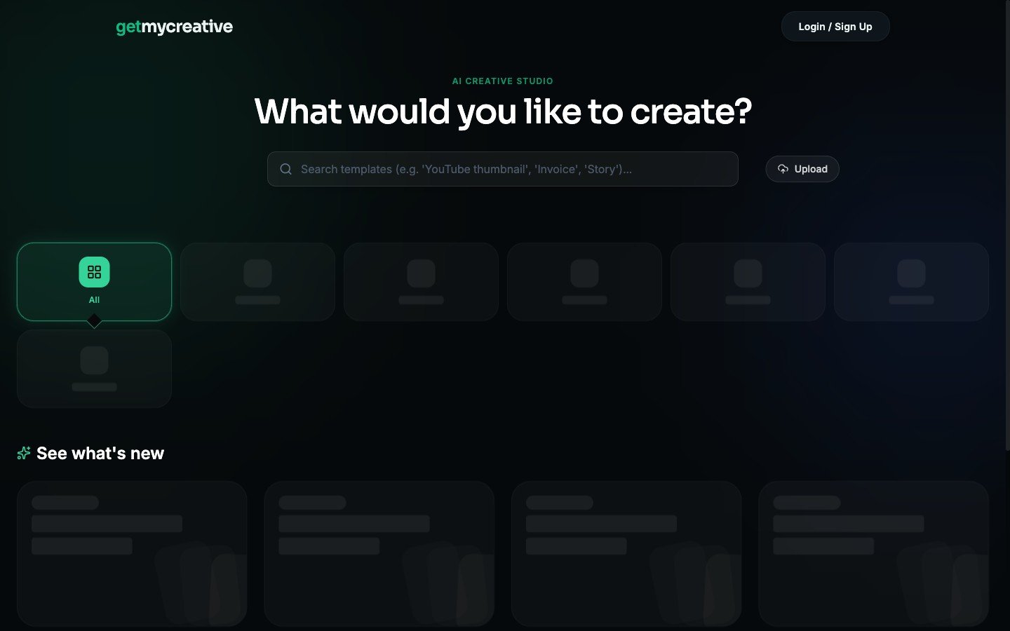 GetMyCreative AI Studio — What would you like to create?