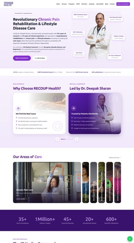 Full page of recoup.health, live