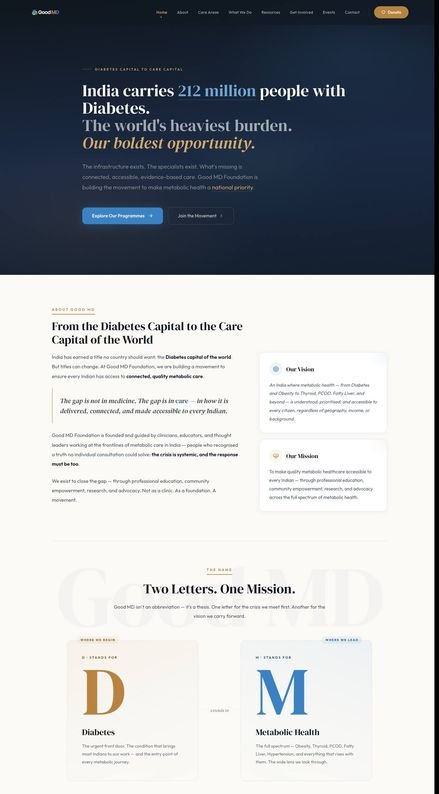 Full page of goodmdfoundation.com, live