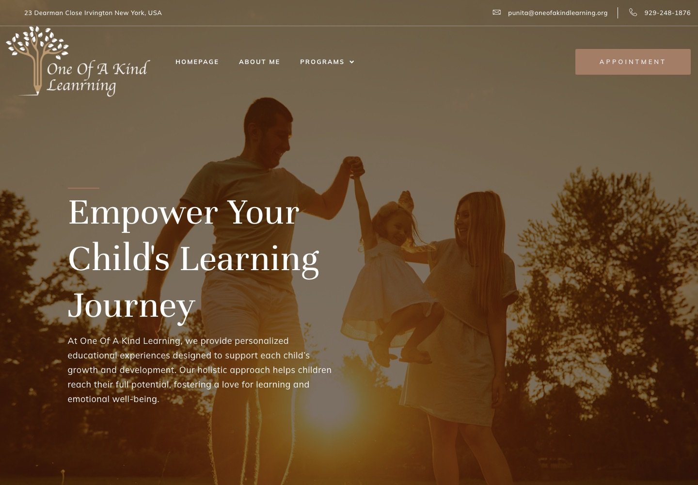 oneofakindlearning.org — personalized children's education practice in New York